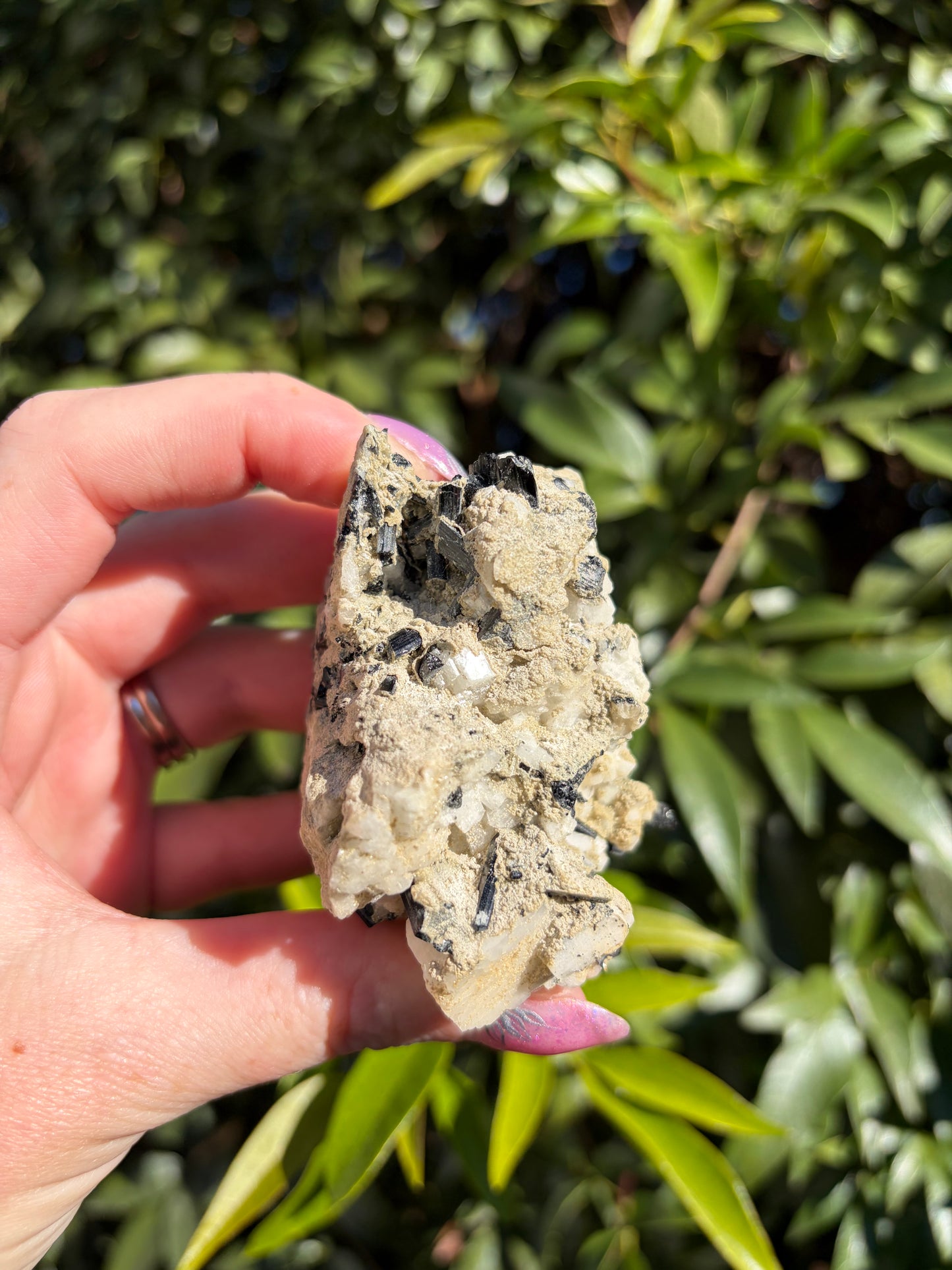 Black Tourmaline & Quartz Rough Piece D