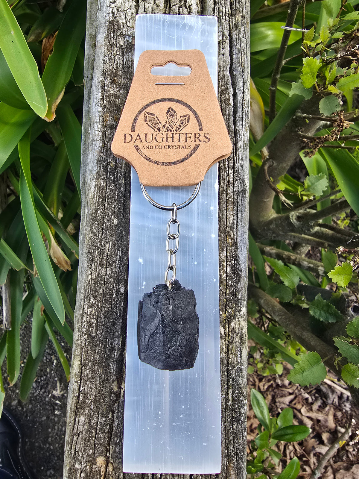 Black Tourmaline Rough Keyring