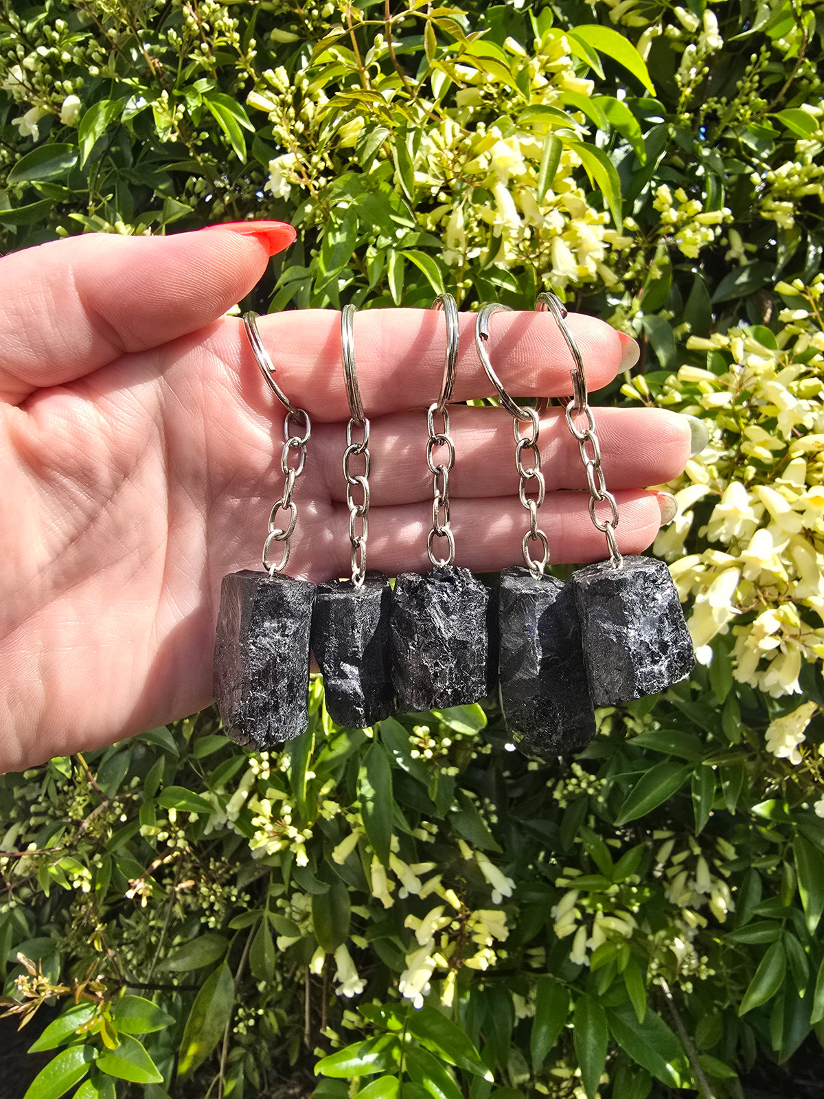 Black Tourmaline Rough Keyring