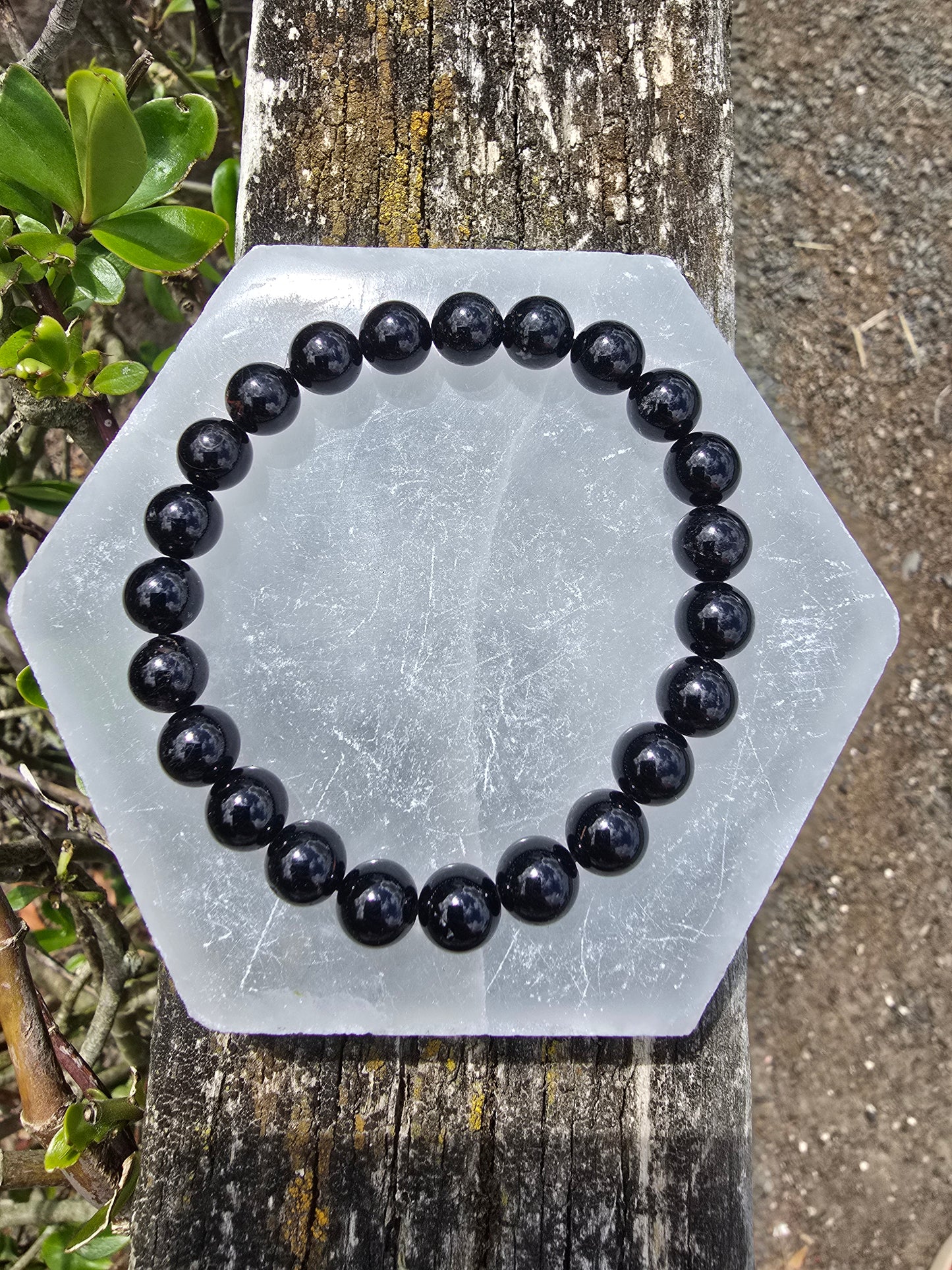 Black Tourmaline | Round Bead Bracelet