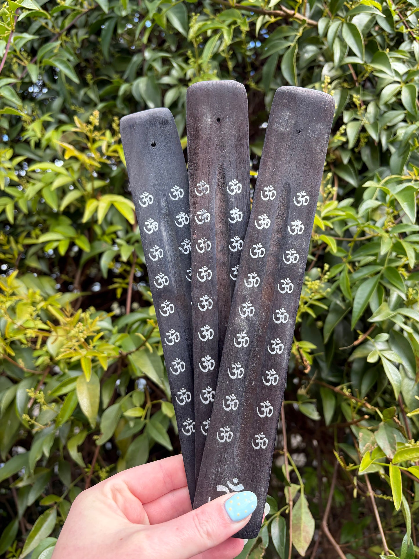 Om | Black Wooden Incense Holder