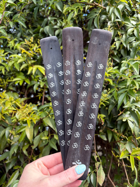 Om | Black Wooden Incense Holder