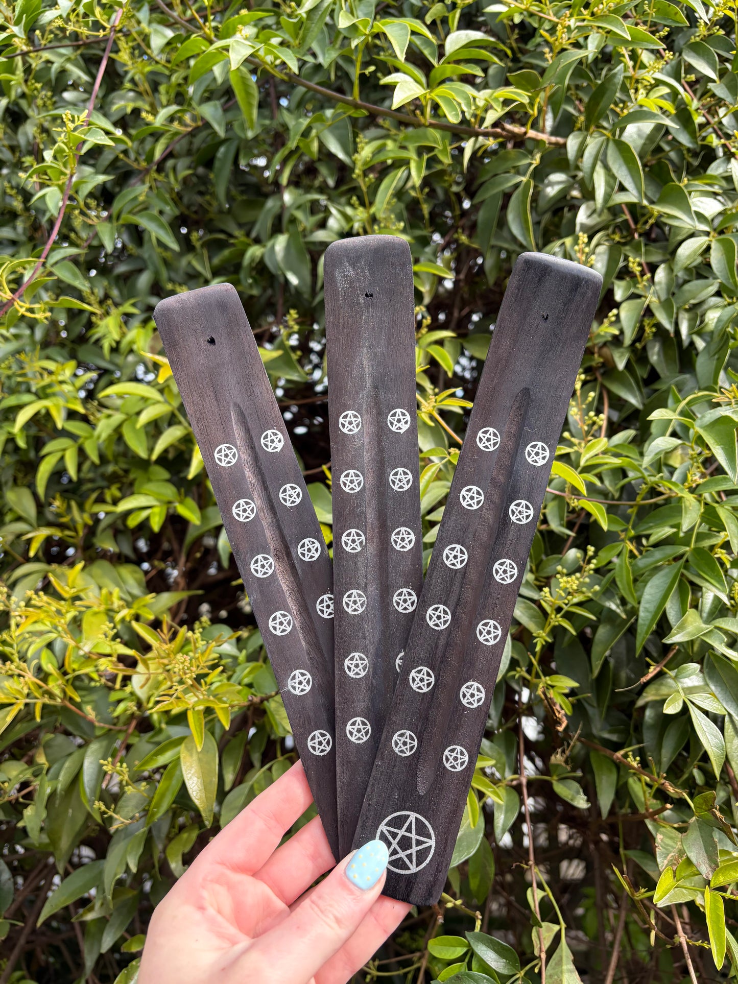 Pentagram | Black Wooden Incense Holder