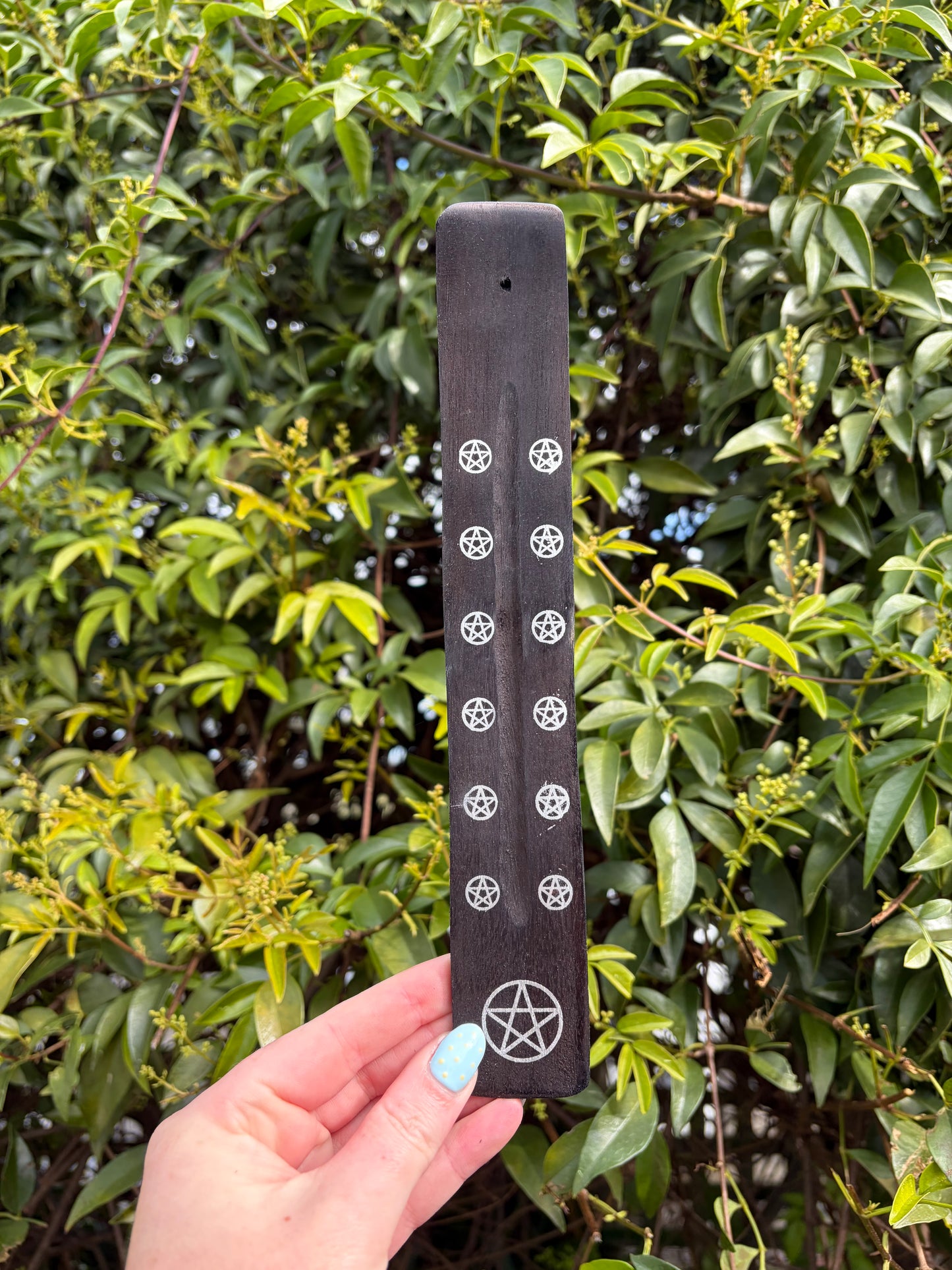 Pentagram | Black Wooden Incense Holder