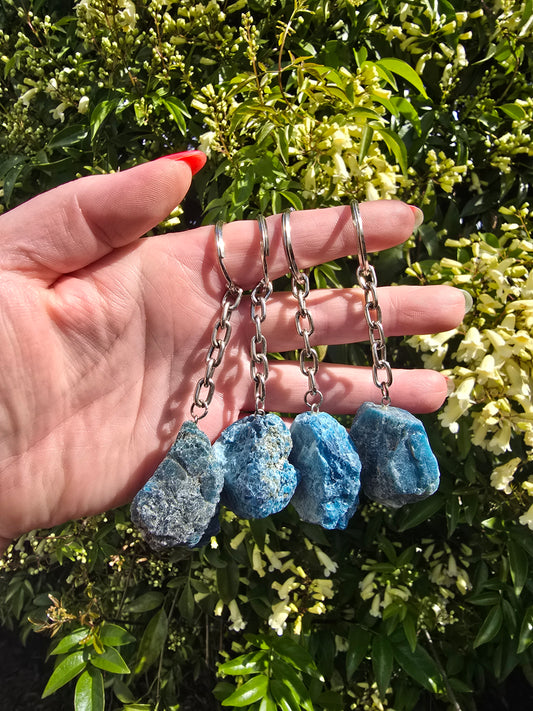 Blue Apatite Rough Keyring