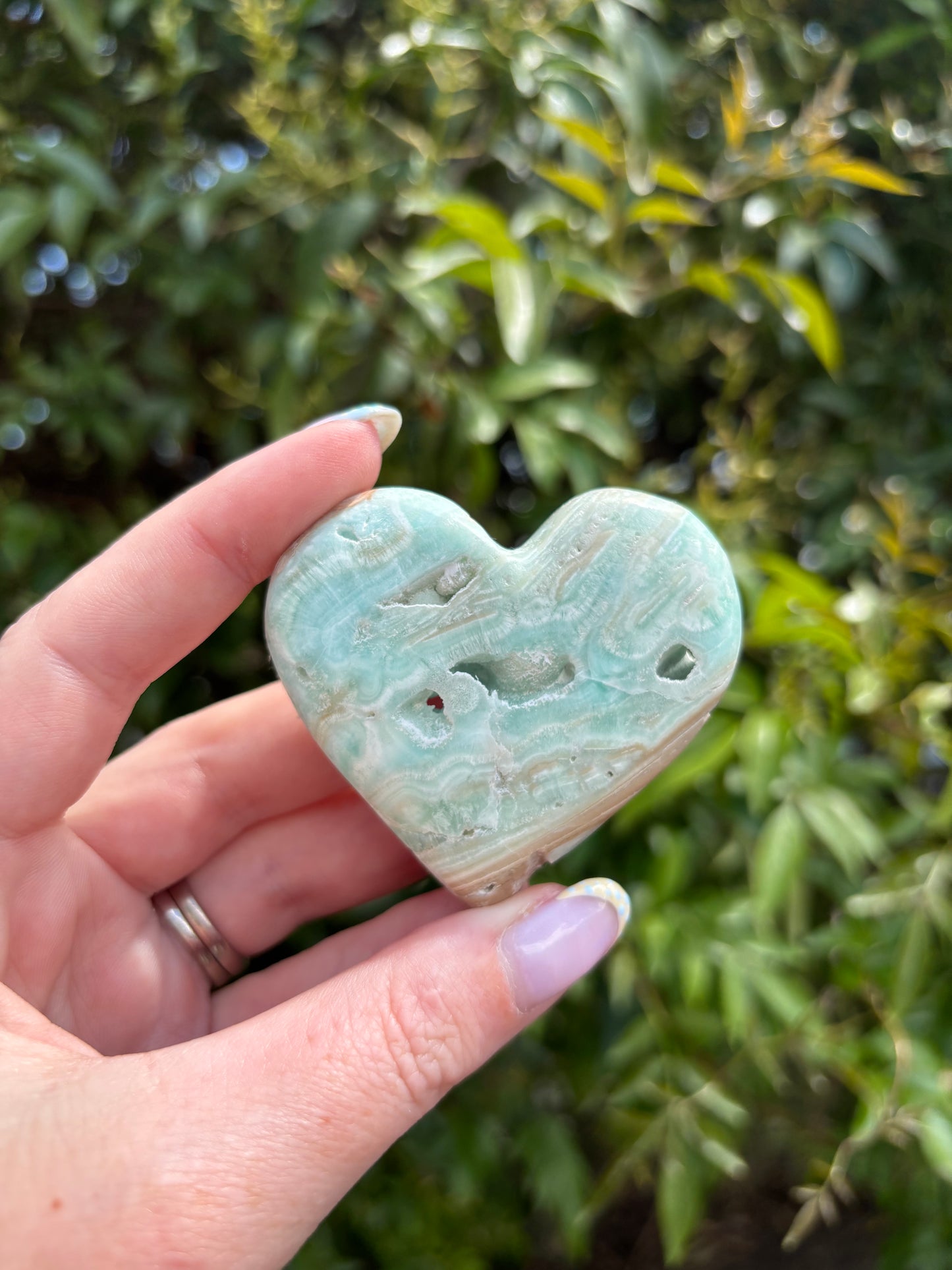 Blue Aragonite Heart B