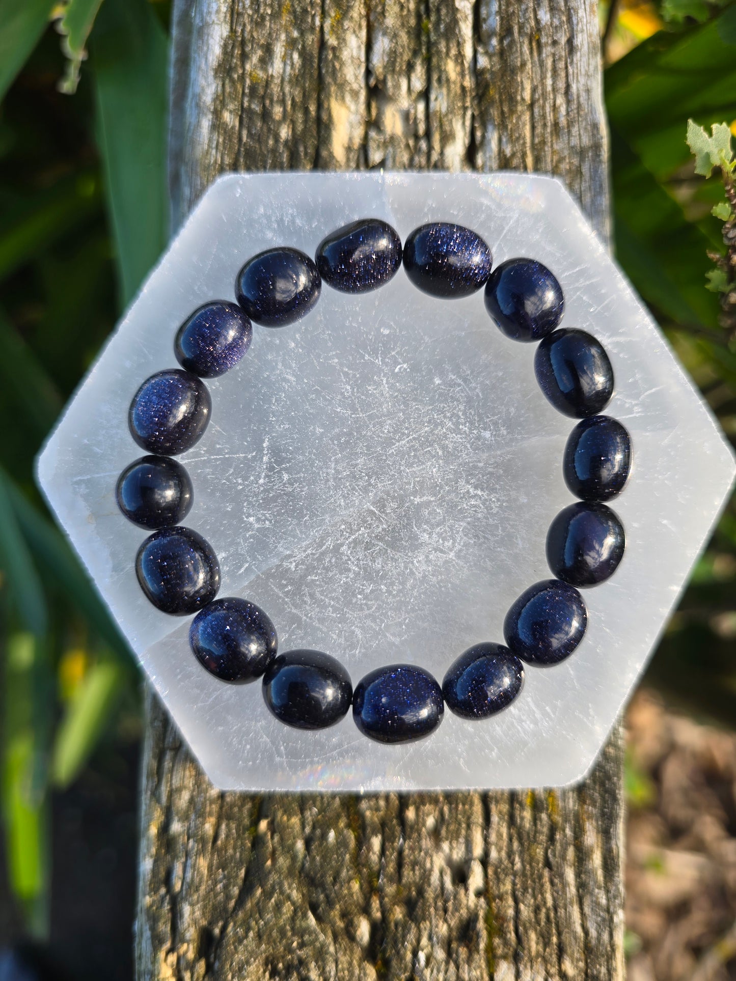 Blue Goldstone | Nugget Bead Bracelet 10 mm