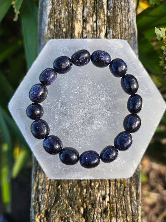 Blue Goldstone | Nugget Bead Bracelet 10 mm