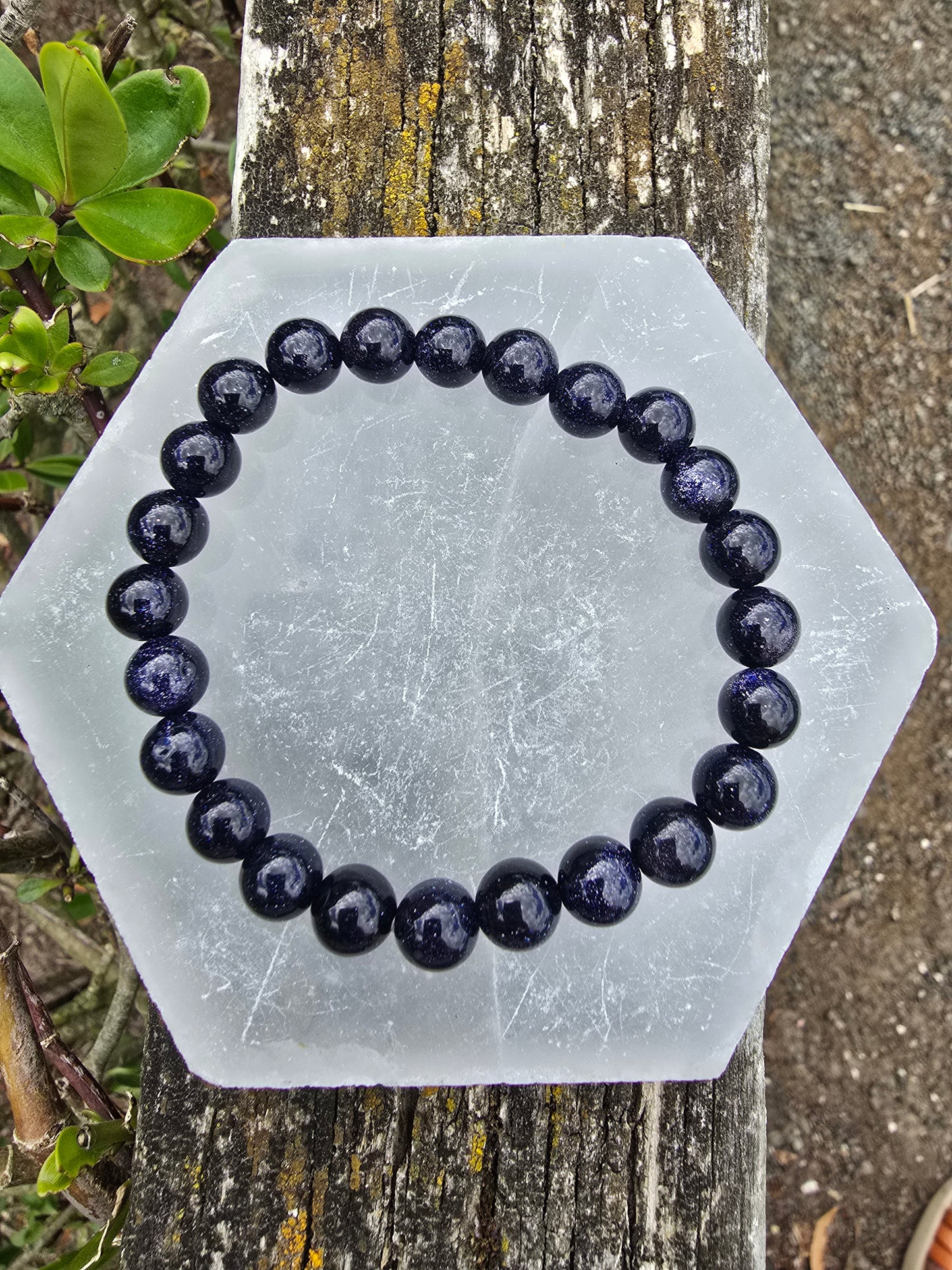 Blue Goldstone | Round Bead Bracelet