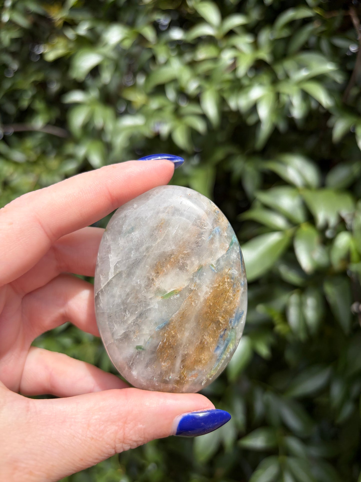 Blue Kyanite & Quartz Palm Stone B