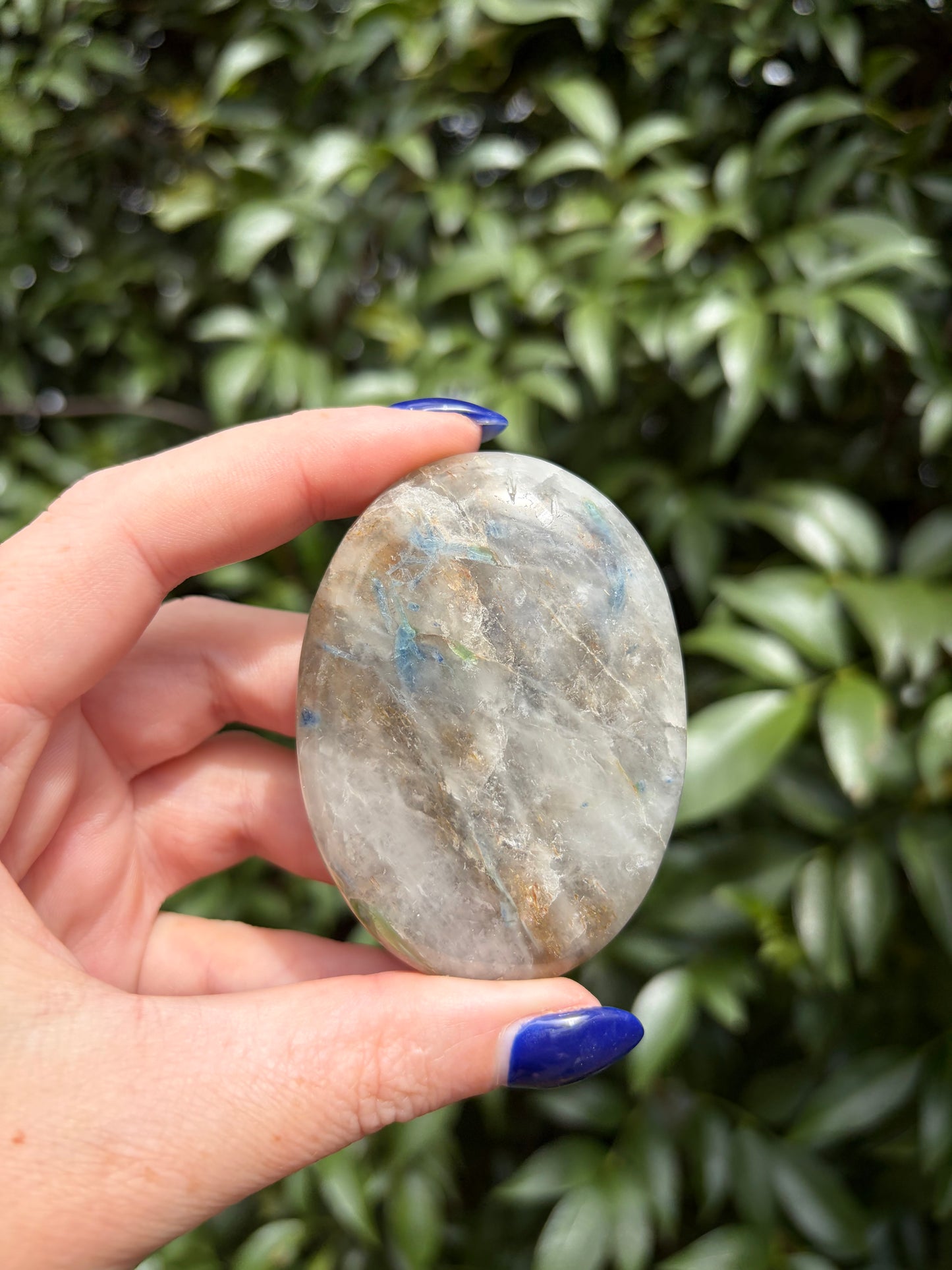 Blue Kyanite & Quartz Palm Stone B