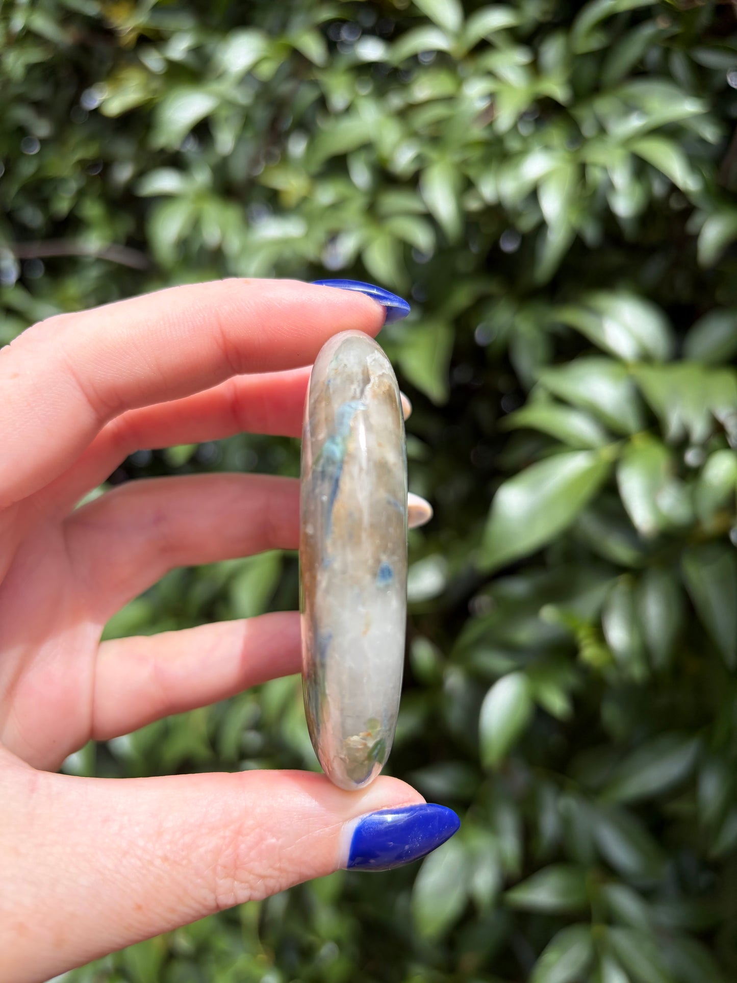 Blue Kyanite & Quartz Palm Stone B