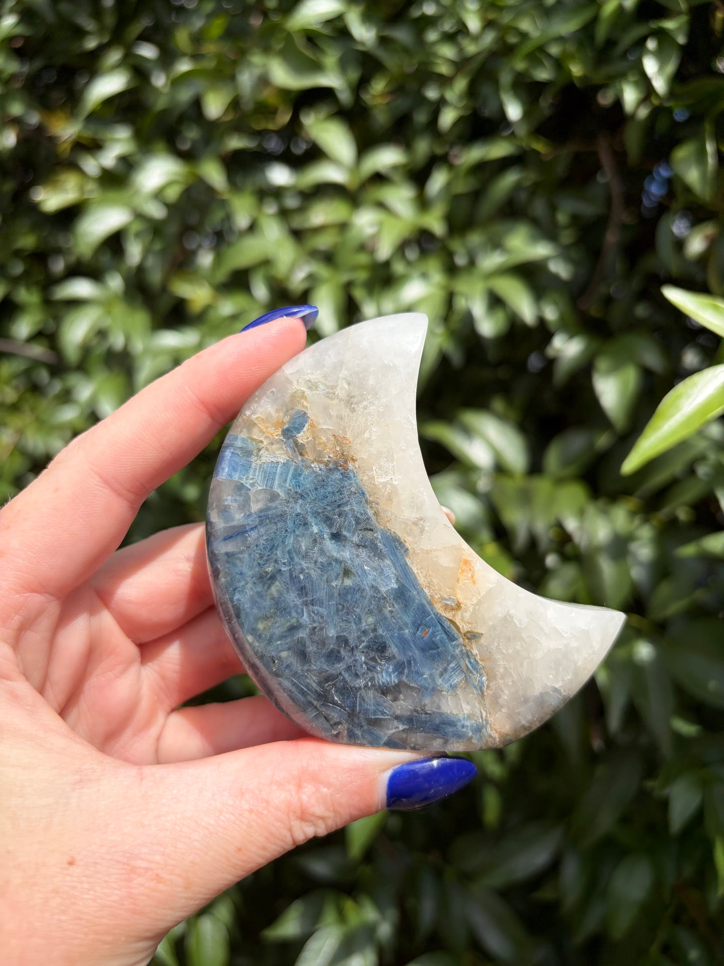 Blue Kyanite & Quartz Self Standing Moon C