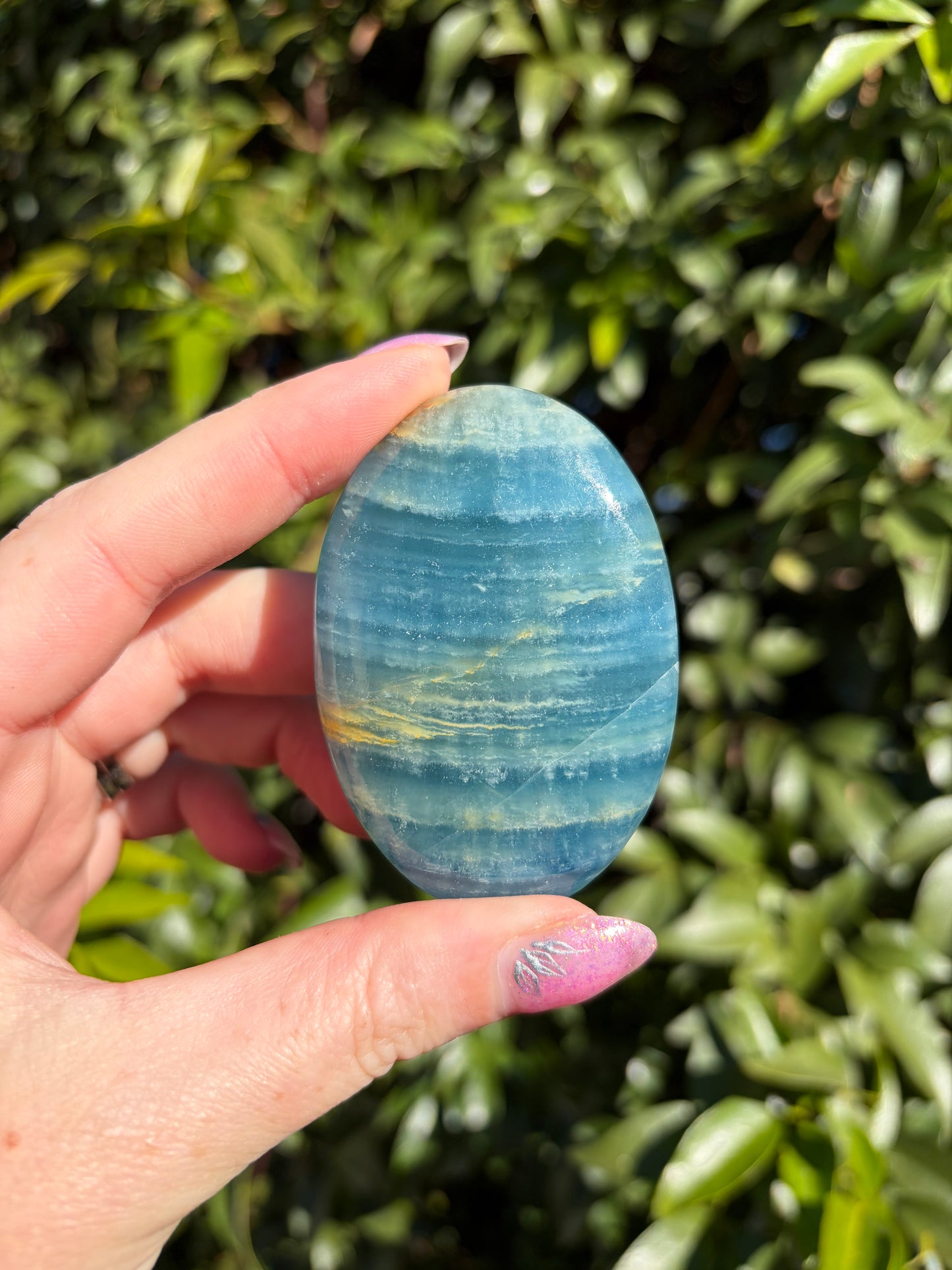 Blue Onyx Palm Stone A