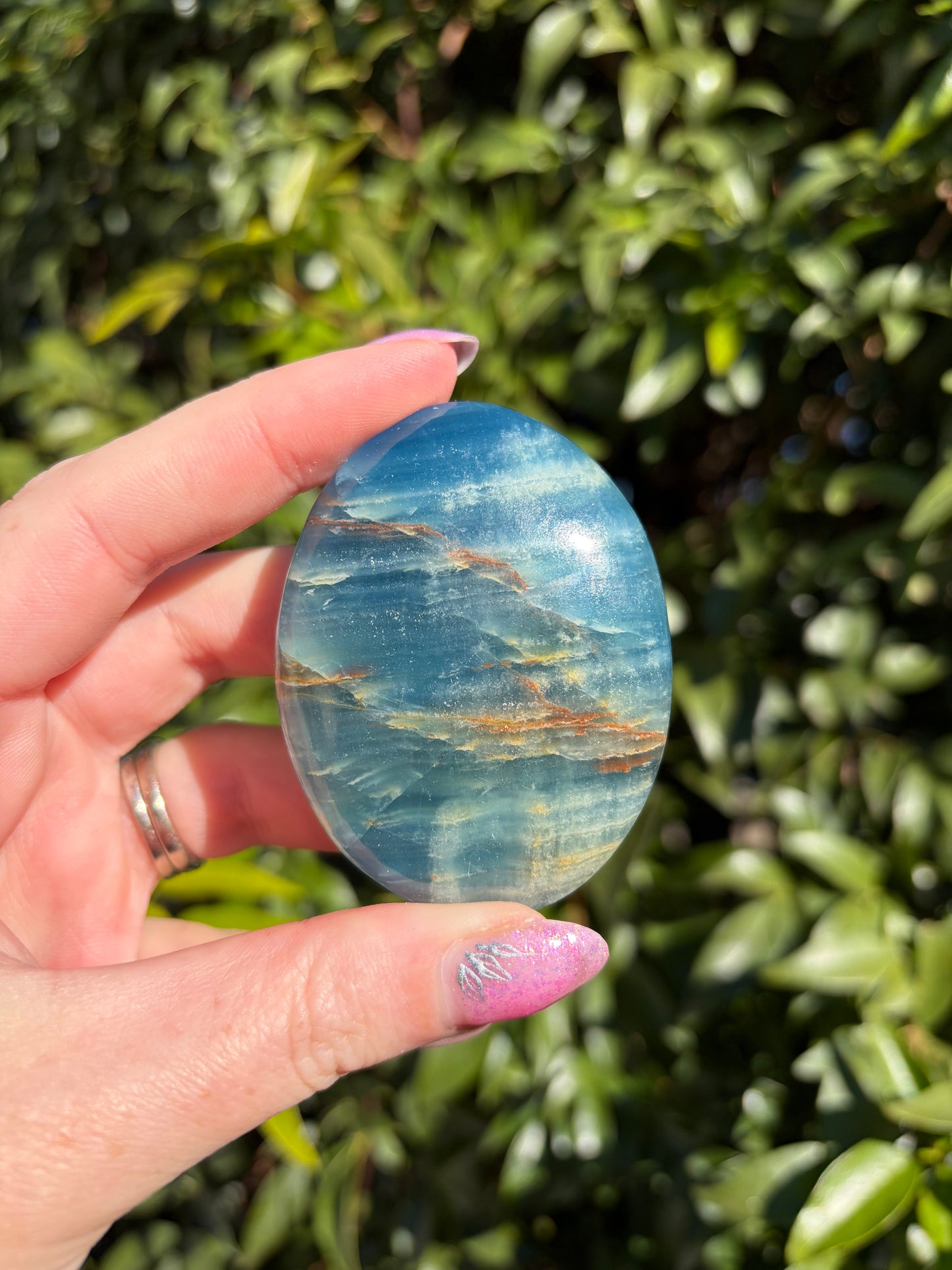 Blue Onyx Palm Stone B