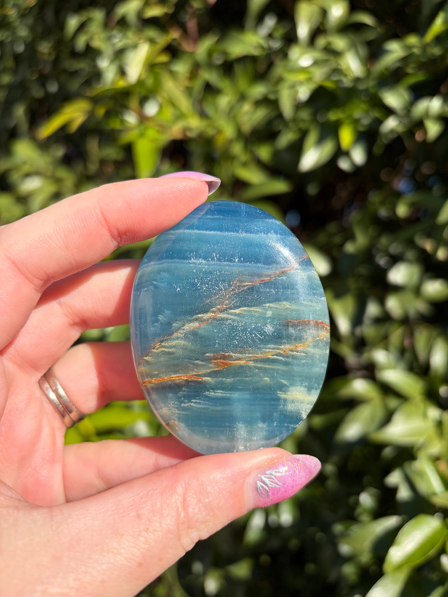 Blue Onyx Palm Stone B