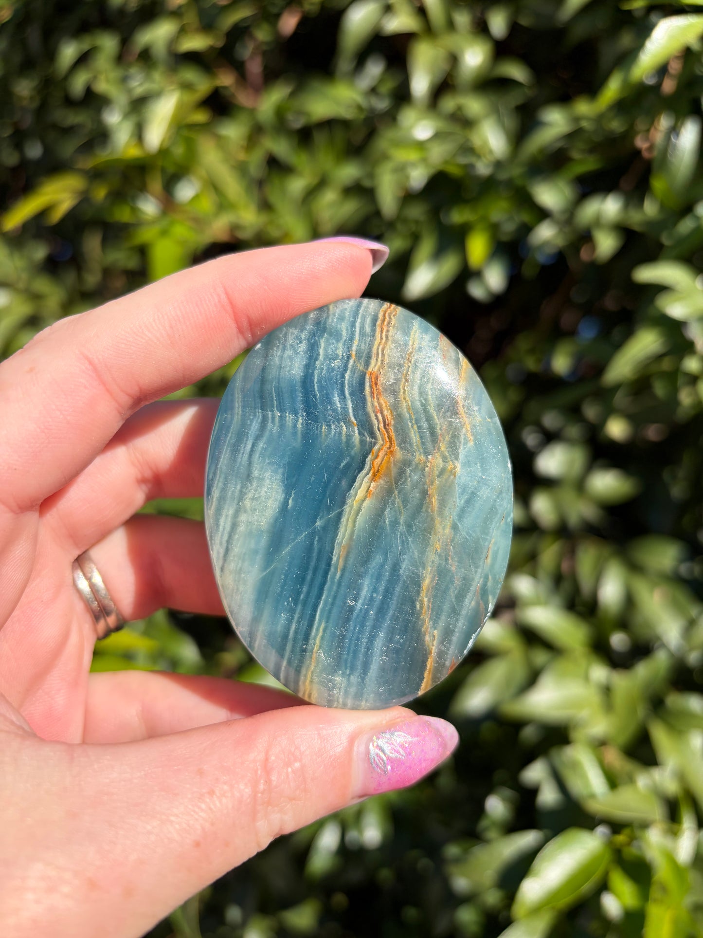 Blue Onyx Palm Stone C