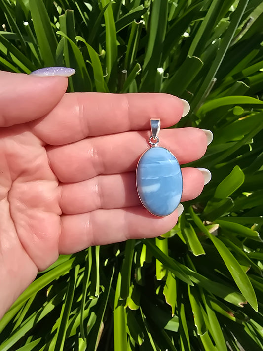 Blue Opal | Polished Sterling Silver Pendant A