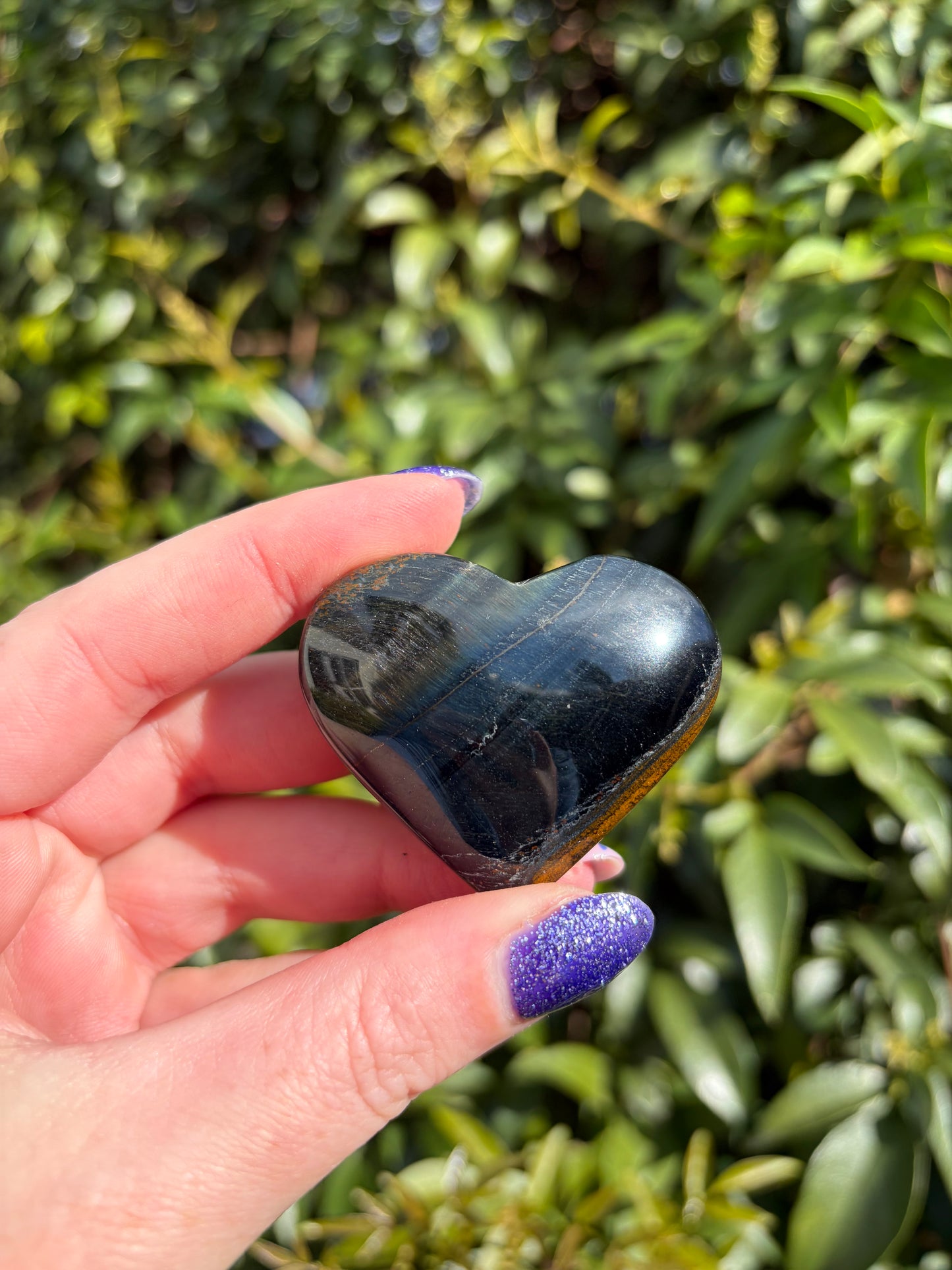 Blue Tigers Eye Polished Heart C