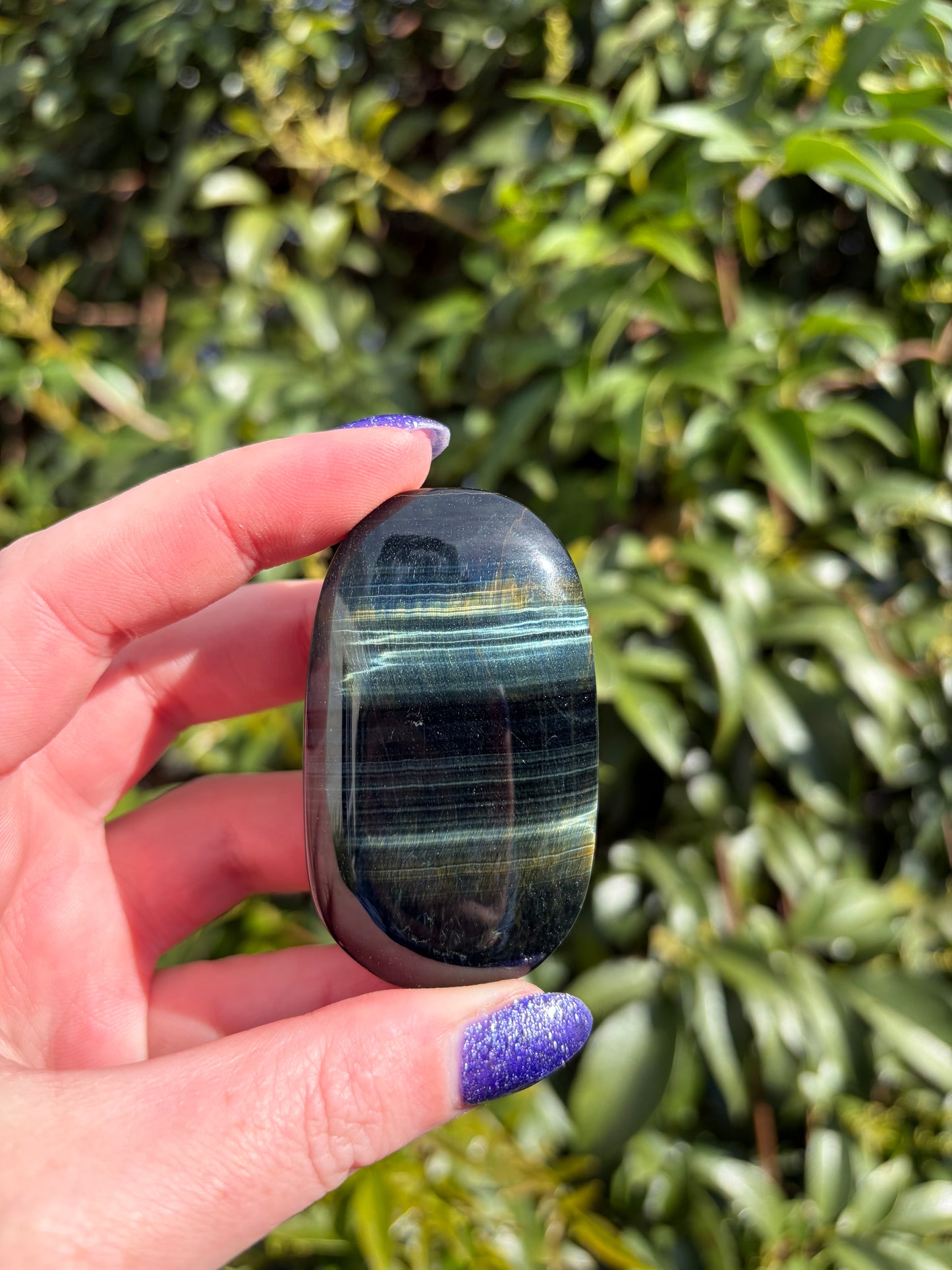Blue Tigers Eye Palm Stone A
