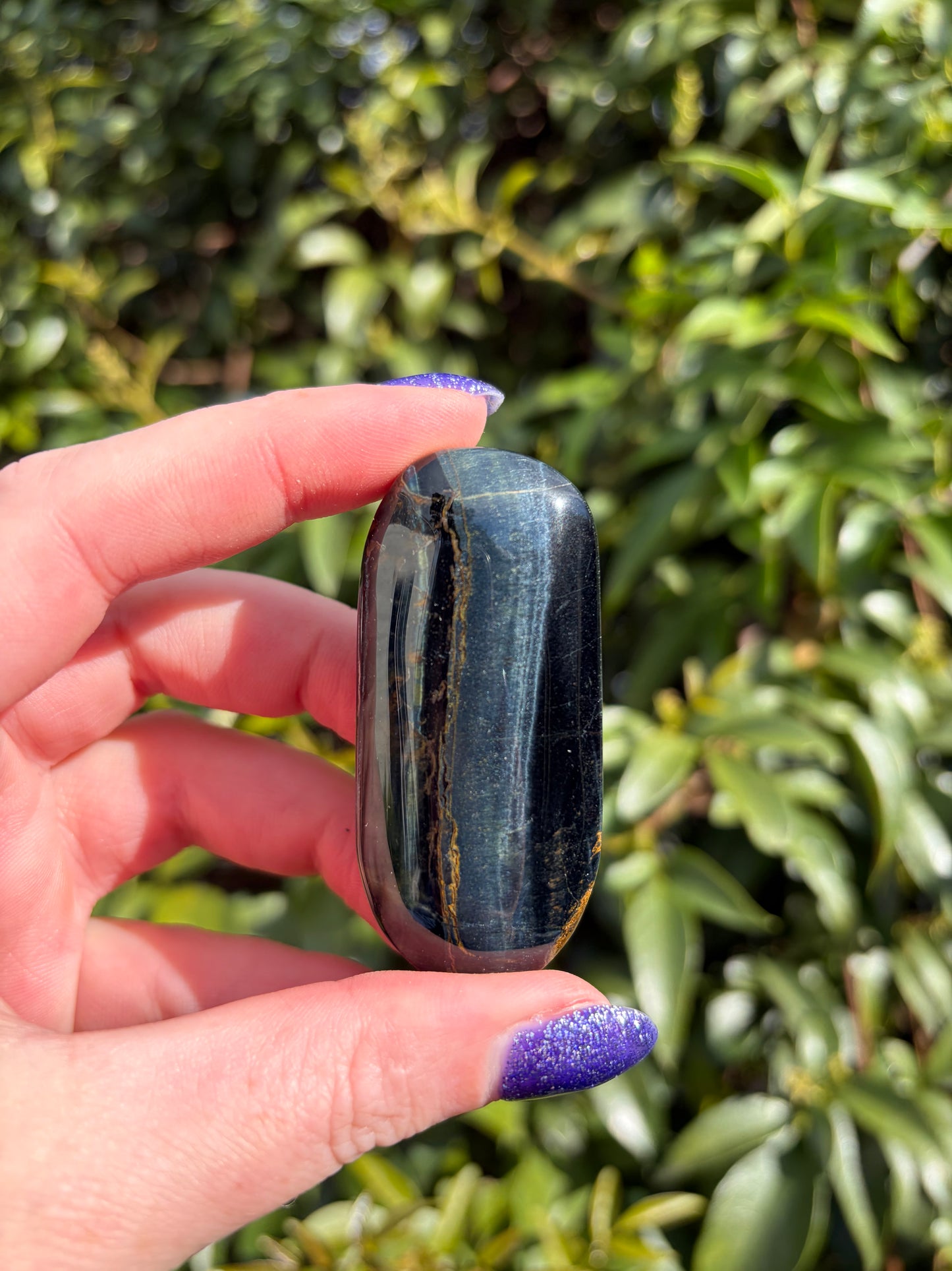 Blue Tigers Eye Palm Stone C