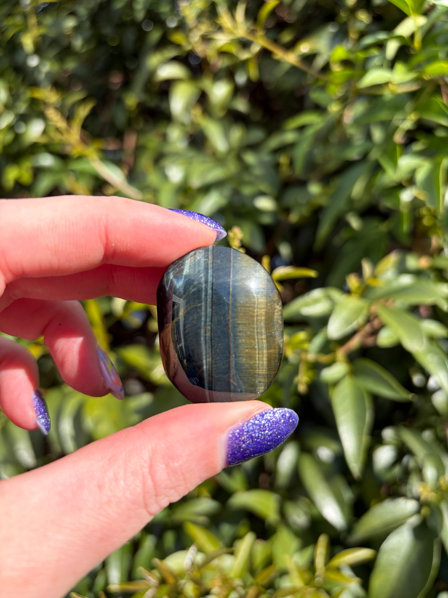 Blue Tigers Eye Mini Palm Stone E