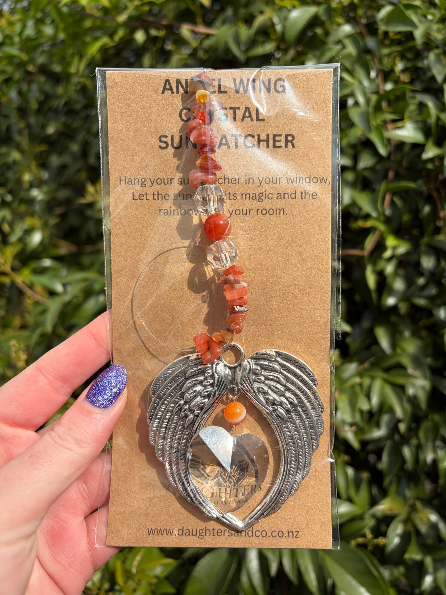 Carnelian | Angel Wing Heart Sun Catcher B