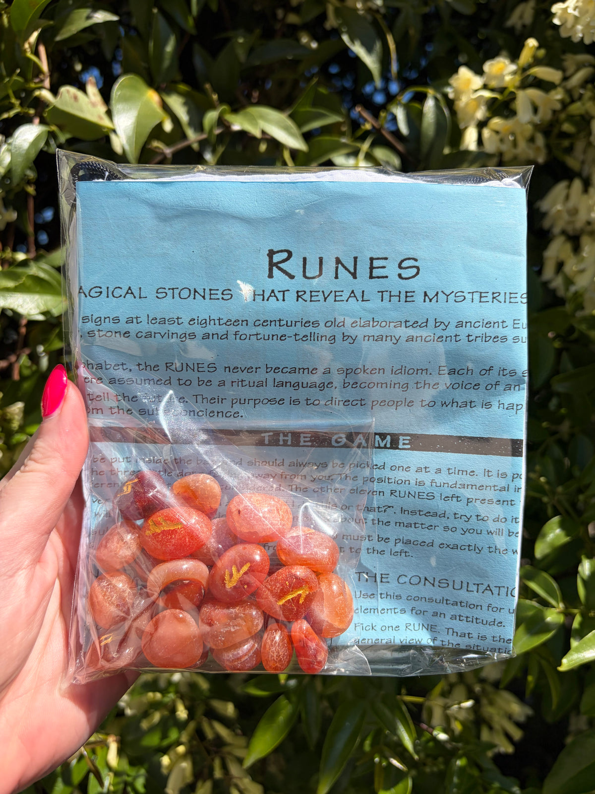 Carnelian Crystal Rune Set