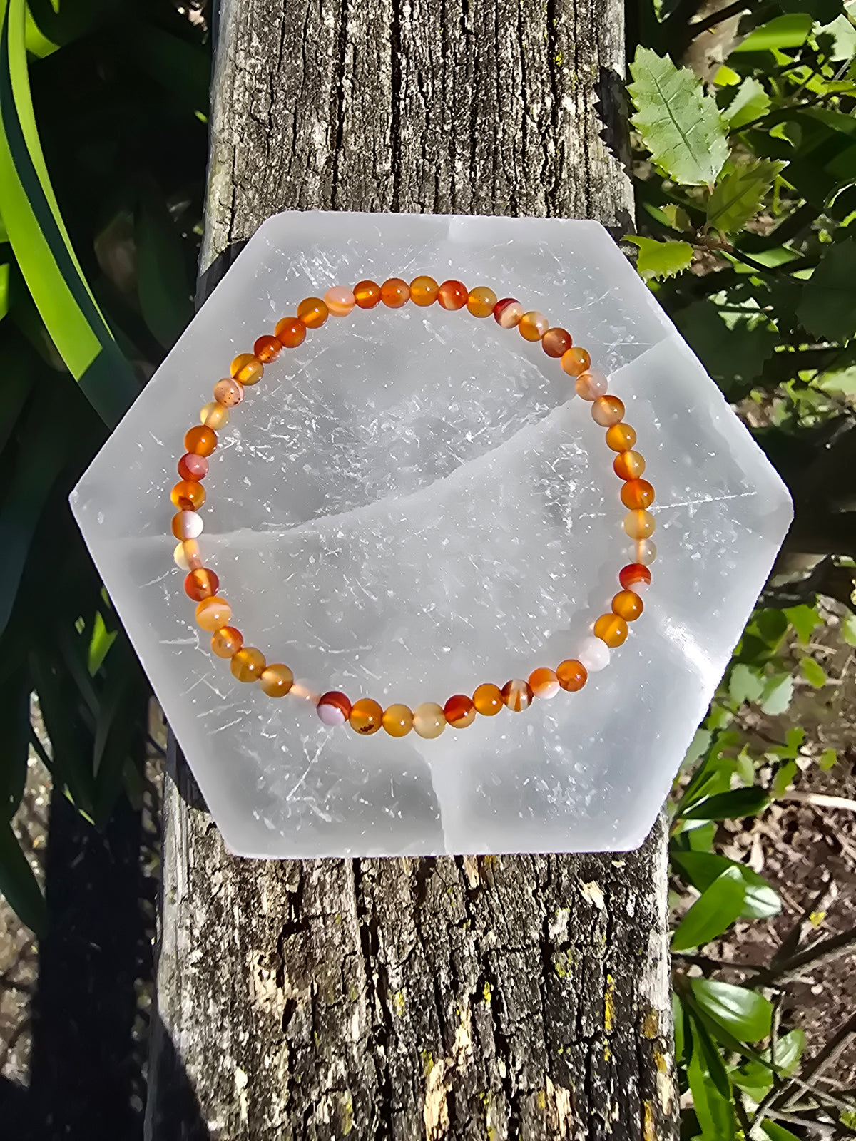 Carnelian | Round Bead Bracelet 4 mm