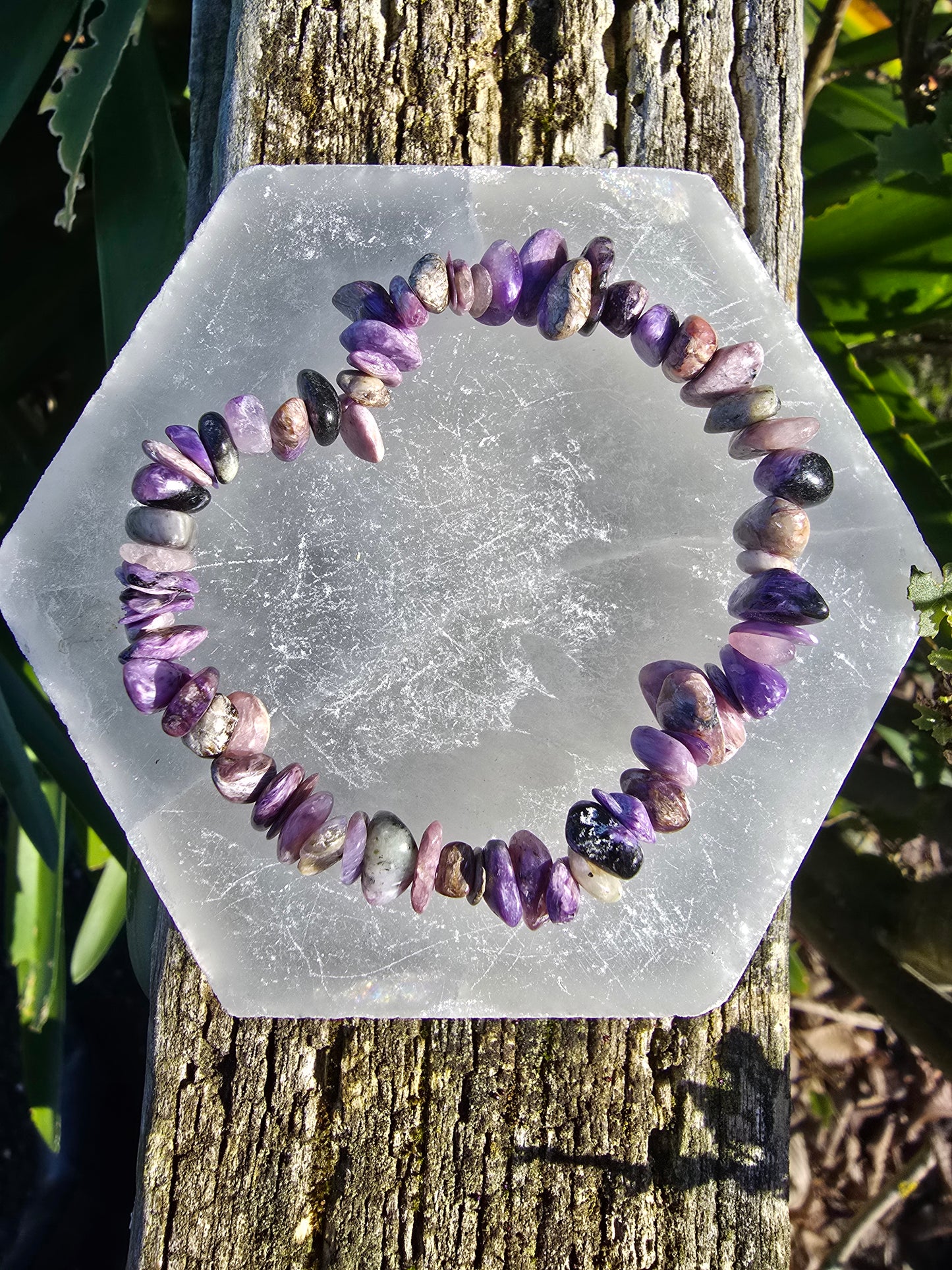 Charoite | Crystal Chip Bracelet
