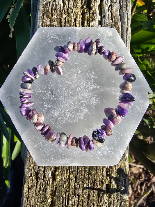 Charoite | Crystal Chip Bracelet