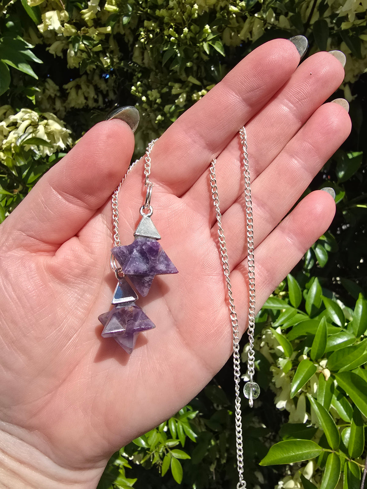 Chevron Amethyst Merkaba Pendulum