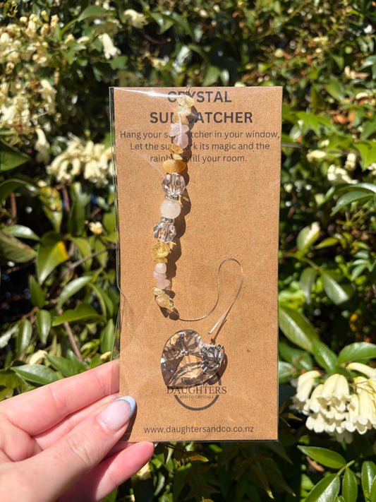 Citrine & Rose Quartz | Heart Sun Catcher