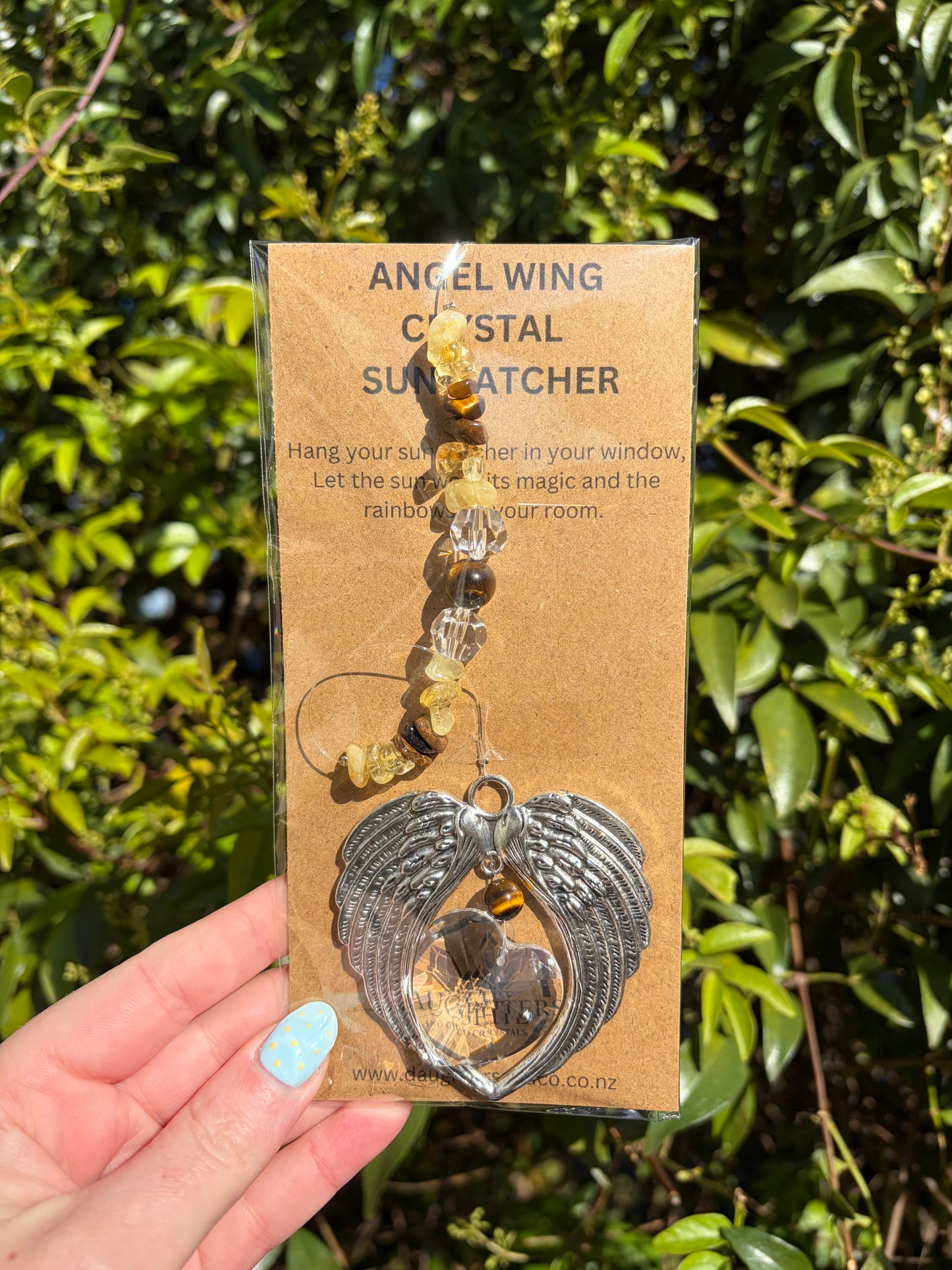 Citrine & Tigers Eye | Angel Wing Heart Sun Catcher