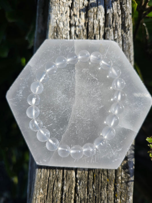 Clear Quartz | Round Bead Bracelet