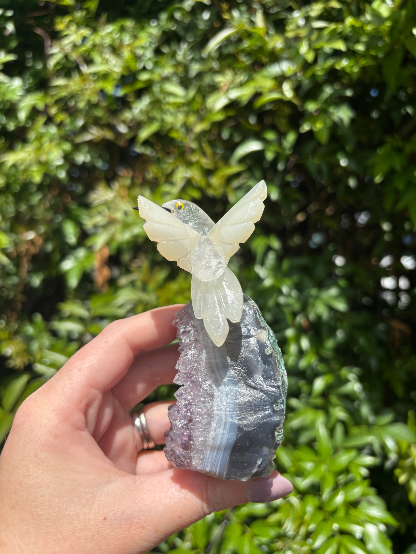 Clear Quartz & Calcite Humming Bird