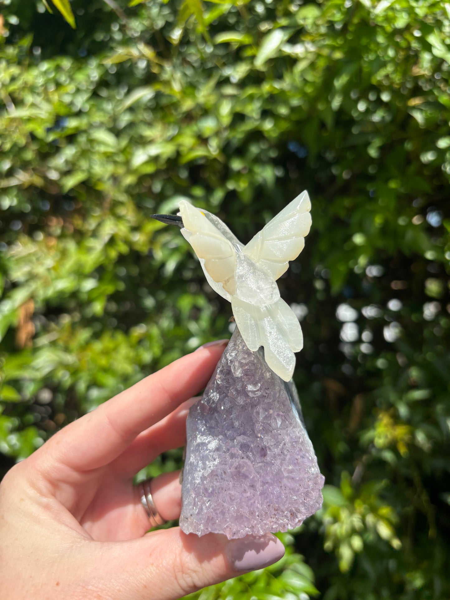 Clear Quartz & Calcite Humming Bird
