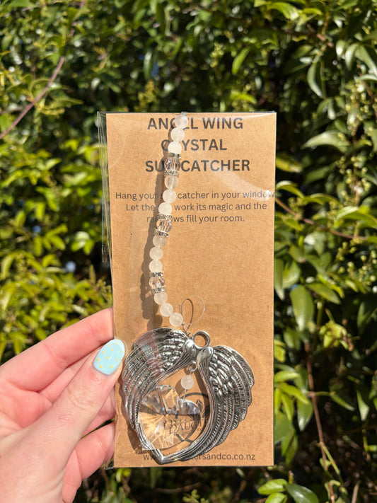 Clear Quartz | Angel Wing Heart Sun Catcher
