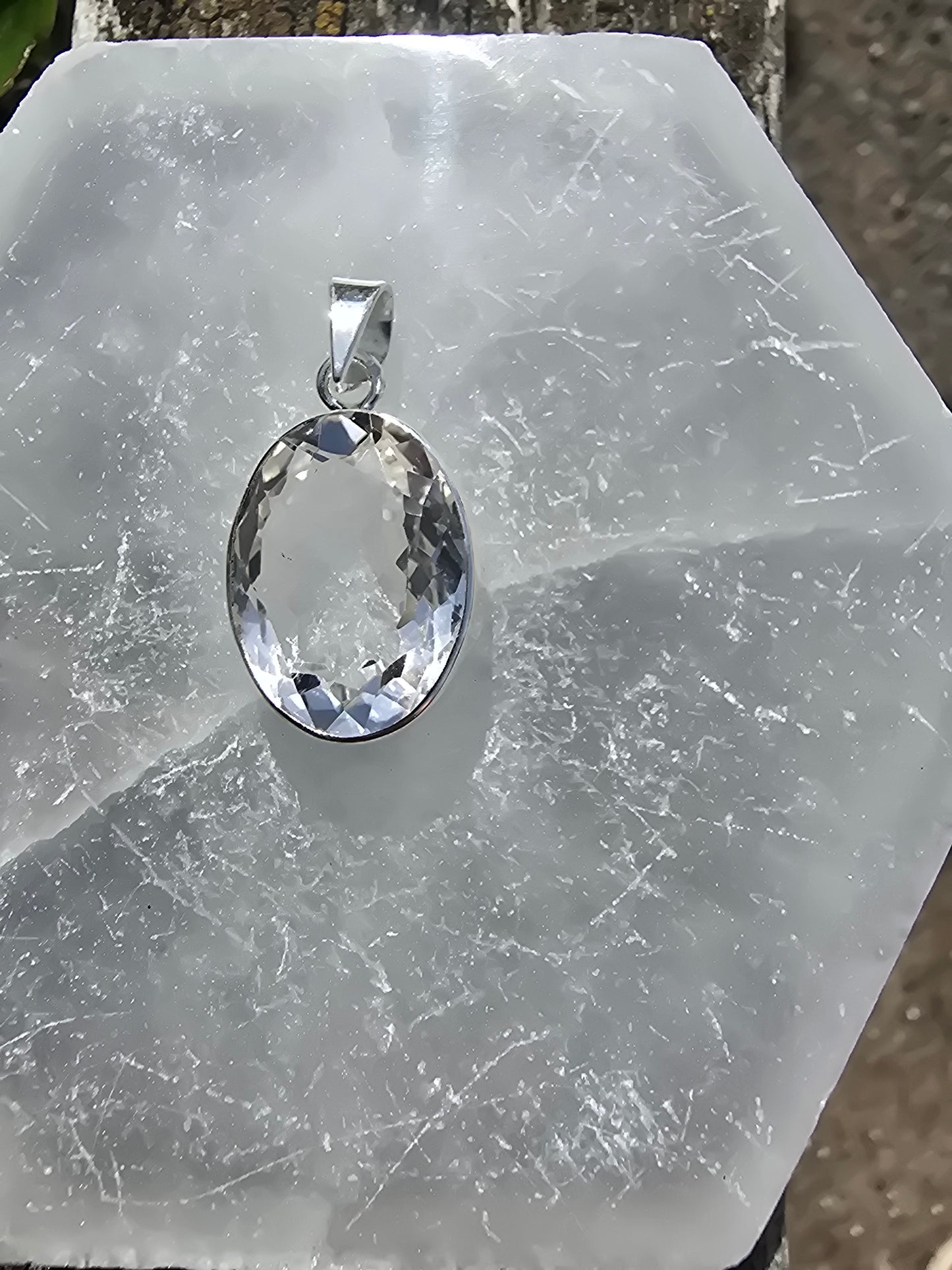Clear Quartz | Faceted Sterling Silver Pendant B