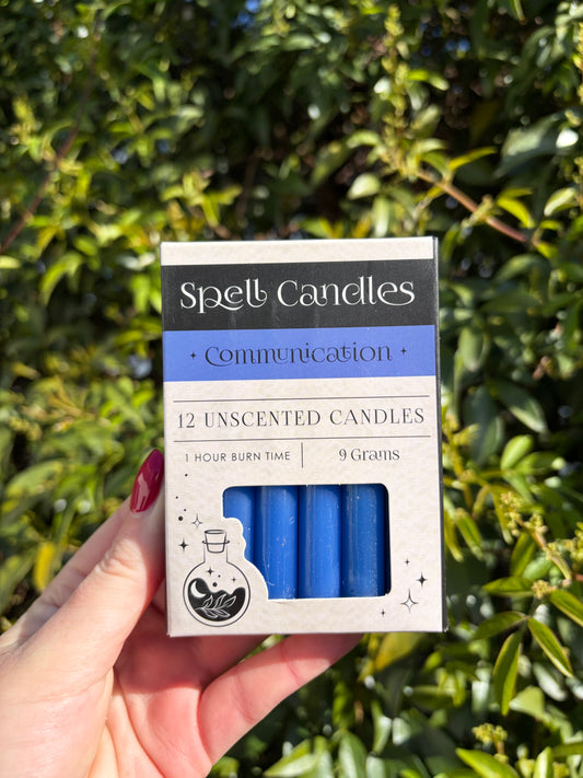 Dark Blue COMMUNICATION Spell Candles x12