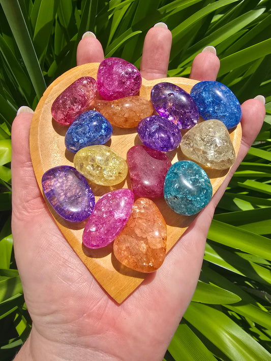 Crackle Coloured Quartz Tumbled Stone