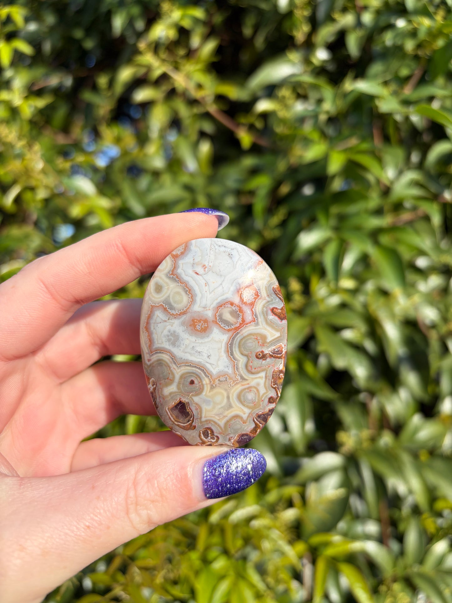 Crazy Lace Amethyst Palm Stone A