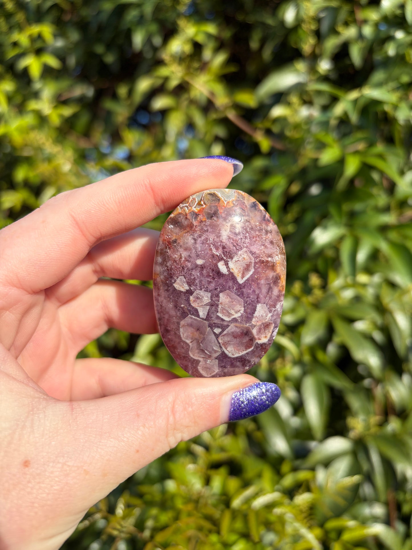 Crazy Lace Amethyst Palm Stone A