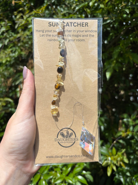 Citrine & Tigers Eye | Diamond Sun Catcher