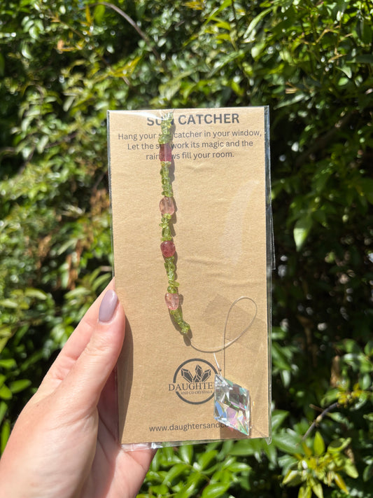 Peridot & Strawberry Quartz | Diamond Sun Catcher
