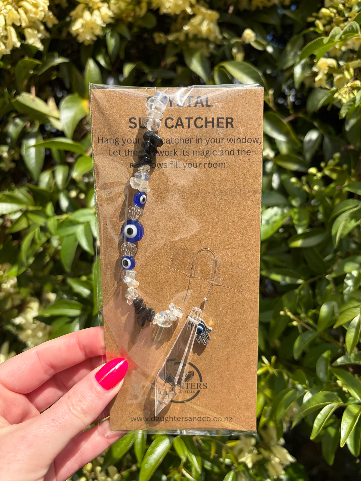 Clear Quartz & Black Obsidian | Point Sun Catcher