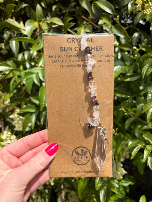 Rose Quartz & Garnet | Point Sun Catcher