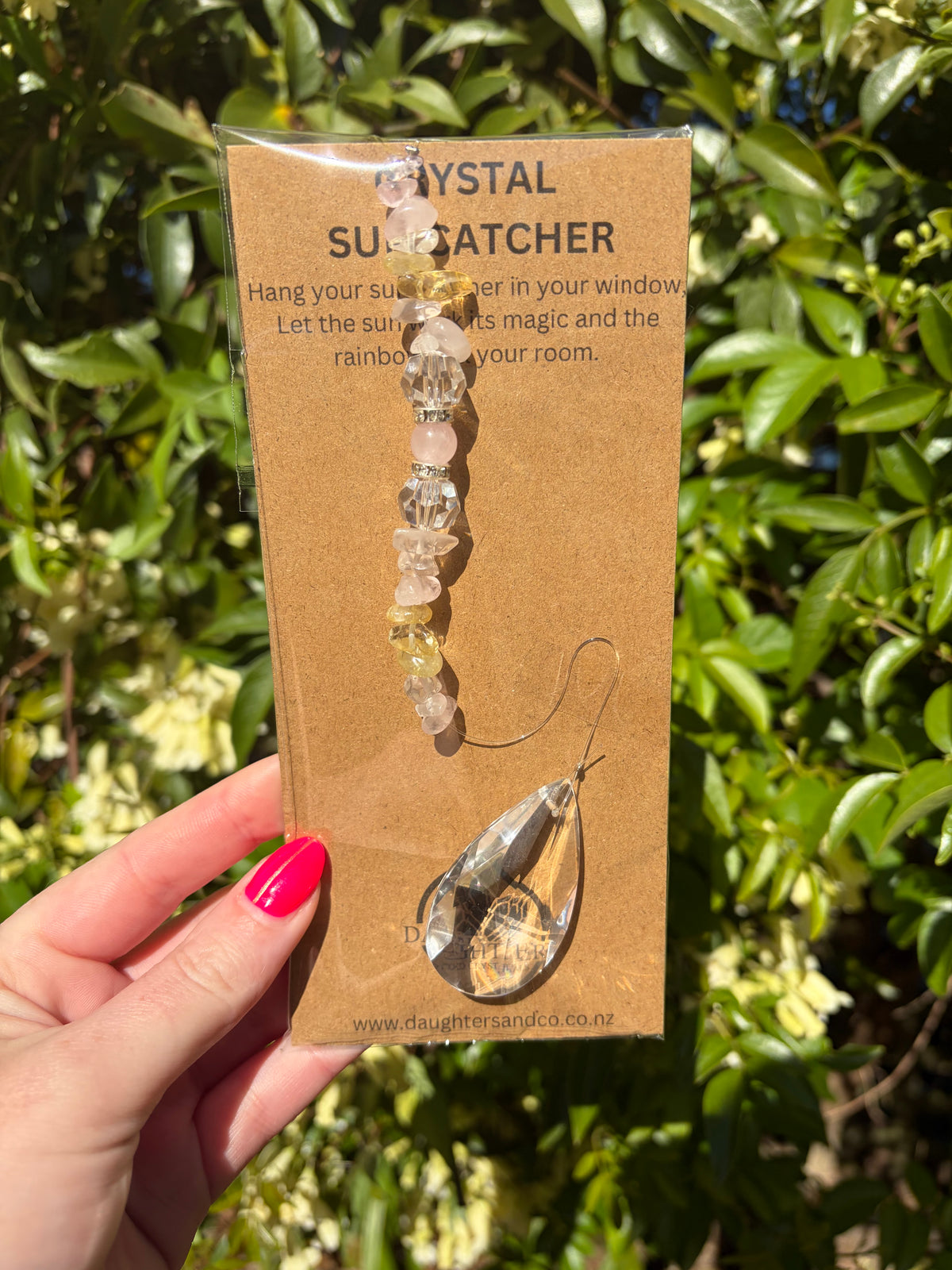 Rose Quartz & Citrine | Tear Drop Sun Catcher