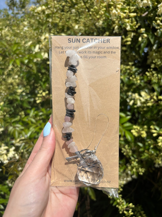 Rose Quartz & Shungite | Sphere Sun Catcher