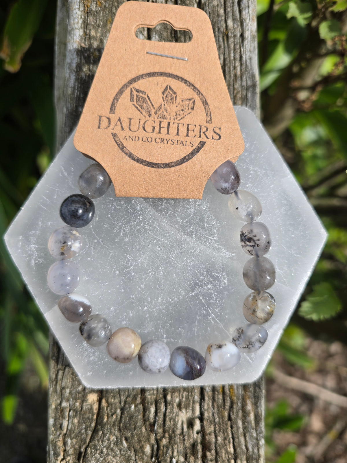 Dendritic Agate | Nugget Bead Bracelet 8 mm